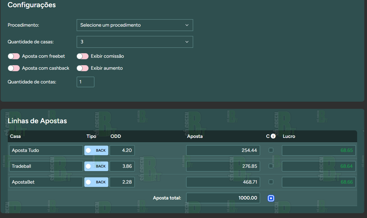 Calculadora de Odds SOGREEN